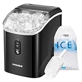 VIVOHOME Countertop Ice Maker 33lbs/Day Chewable Nugget Ice Cube Maker Machine 10 Ice Bags Self Cleaning Ice Cube Maker Black