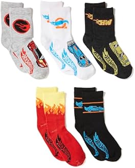 Hot Wheels boys Race Car 5 Pack Crew Socks