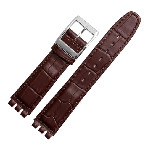 Image of ZOKPLDE Cowhide Watch Strap Compatible With SWATCH YCS YAS YGS IRONY Soft Leather Watchband 17mm 19mm Men