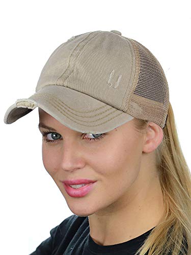 Image of C.C Ponycap Messy High Bun Ponytail Adjustable Mesh Trucker Baseball Cap Hat
