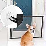 EXPAWLORER Dog Safety Magic Gate - Black Mesh Foldable Portable Anywhere Installed Isolation for Small Pets