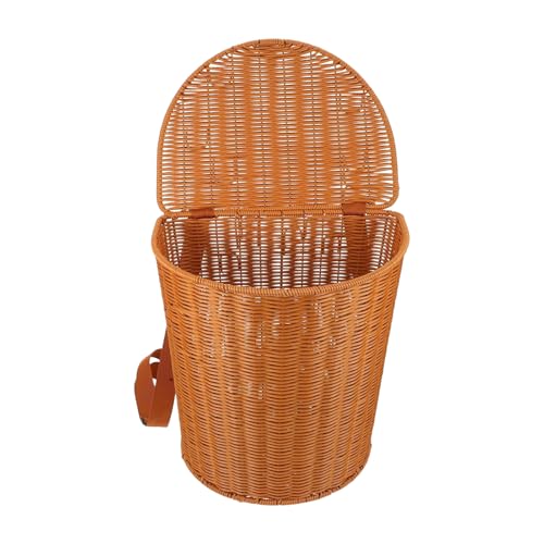 Mochila de cesta de picnic, mochila de almacenamiento tejida, cesta de recolección de huertos con tapa y correas para el hombro, para fin de semana, recolección de huertos al aire libre, granja, playa