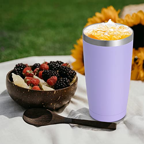 Futtumy 20 Oz Tumbler With Straw And Lid, Stainless Steel Travel Tumbler, Insulated Coffee Tumbler, Double Wall Travel Tumbler, Thermal Cup, Powder Coated Tumbler For Hot Cold Drinks (Lavender) #TOP5