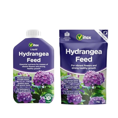 Vitax Hydrangea Plant Food Liquid 1L & Granular 1kg Flower Booster Fertiliser for Colourful Blooms | Enriched with Nutrients for Acid-Loving Plants Ideal for Pots, Borders, Beds