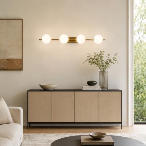 Alpinaluz Aplique de Pared 4 Globos Cristal G9 Metal Dorado Moderno