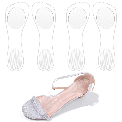 2 Pairs Inserts for High Heels, 3/4 Gel Cushion Insoles for Women, Non-Slip Adhesive Shoe Pads, Comfortable Invisible Insoles for Sandals Flats Boots Pumps, Comfortable Arch Support (Clear)