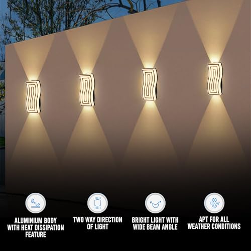 Image of Gesto 7W Waterproof Led Wall Light for Home Decoration - Up Down 2-Way LED Wall Lamp | IP65 Outdoor Fancy Wall Lights for Balcony,Gate,Elevation,Garden,Patio | Decorative Wall Mount Light -Pack of 1