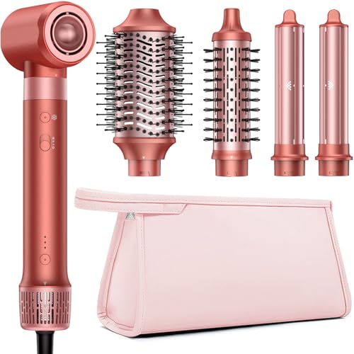 HITTIONA 5 en 1 Air Styler & Cepillo Secador, Secado rápido, Sin Daños por Calor, Sin Frizz par Volumisation para Todo Tipo de Cabello, Bolsa Organizadora de Regalo, Dar Regalos