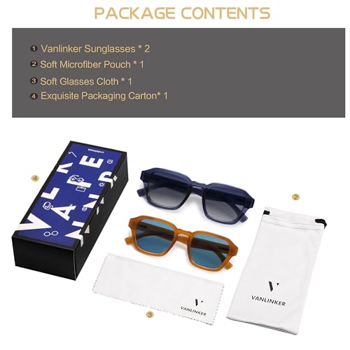 Image of VANLINKER Retro Vintage Polarized Trendy Small Square Sunglasses for Women Men 2025 Fashion Shades VL9858