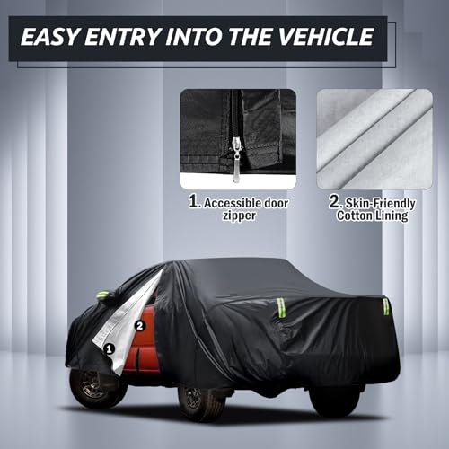 Image of Migaven 6 Layers Car Cover Custom Fit for Toyota Tacoma 2005-2025, Waterproof Full Exterior Cover Rain Sun Protection with Door Zipper