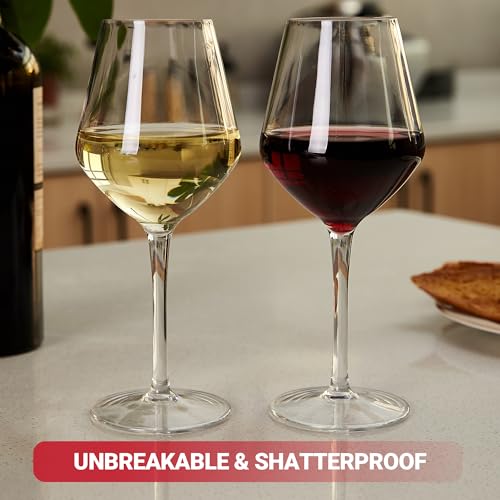 HAHASHOW Tritan Plastic Wine Glasses, Unbreakable 440ml Wine Glasses Set of 6, Dishwasher Safe for Camping Picnic, Outdoor & Party - Image 2
