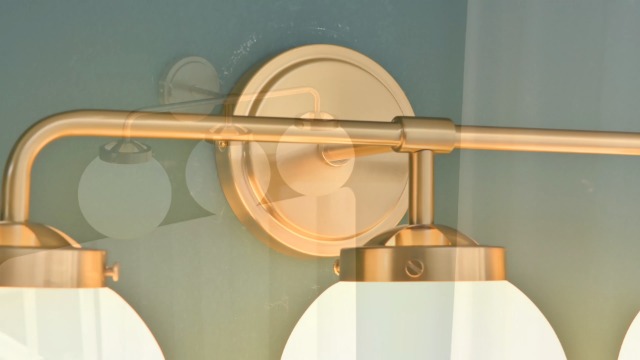 Image of Bathroom Light Fixtures 39in 5-Light Matte Black Vanity Lights for Mirror | Bathroom Lighting Fixtures over Mirror, ETL, Brushed Brass Wall Sconce, Dimmable E12 Base Max 60W, Milky Glass Ball Shades