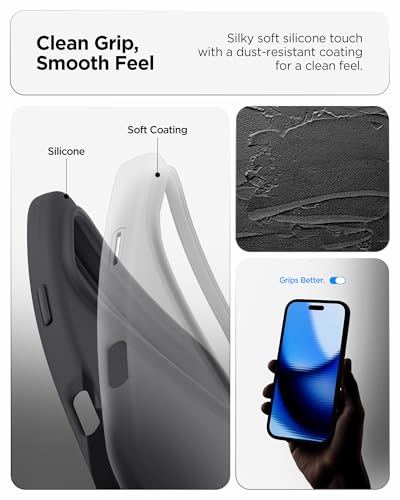 Image of Spigen Silicone Fit MagFit Back Cover Case for iPhone 17 Pro Max, MagSafe Compatible, Refined Smooth Feel - Silicone | Black