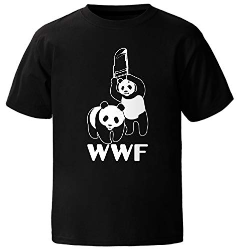 WWF Steel Chair Panda (WWE) Black Heavyweight T-Shirt (XL)
