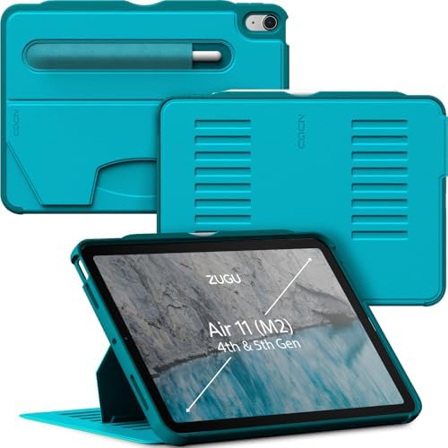 ZUGU CASE Ultra-Thin Protective Case Designed for iPad Air 11" (M4, 2026/ M3, 2025 / M2, 2024) / iPad Air 5/4, 10.9-Inch (2022/2020) Magnetic Stand with Apple Pencil Charging Sleep/Wake Cover - Aqua