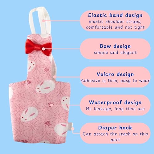 Image of Pigeon Diaper Harness and Bird Leash Set, Birds Diapers for Pigeons and Leash Pigeon Harnesses, Diapers for Birds Cockatiel Parrot Parakeet, Macaw Harness and Leashes Pants (L-Pink Rabbit)