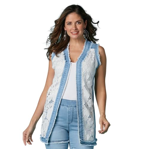 Masseys Womens Lace Denim Vest