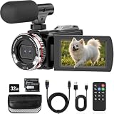 Videocamera 4K, 48 MP Camcorder con Zoom Digitale 21x, Schermo Girevole a 270° da 3" Vlogging Camera, Video Camera con Cavo HDMI, Microfono …