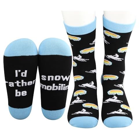 MBMSO Funny Snowmobile Gift 2 Pairs I'd Rather Be Snowmobiling Socks Sledding Gift for Snowmobile Lover Snowmobile Rider Gift (Snowmobiling Socks) Cover