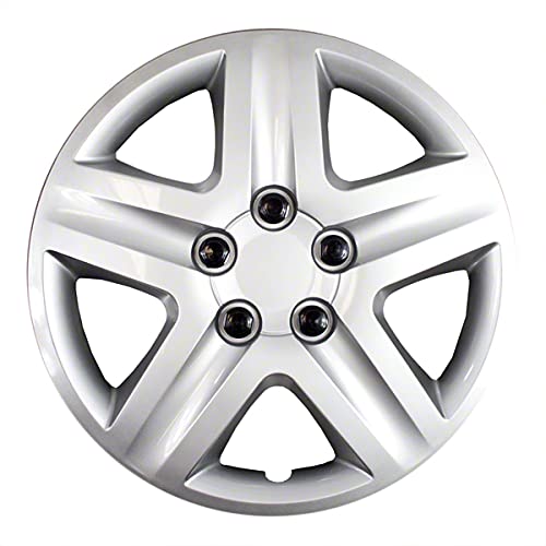 OxGord 16 inch Silver Snap-On Hubcaps with 5 Spoke Compatible with 2006-2013 Chevrolet Impala Standard Steel Wheel Covers