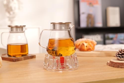 CNGLASS One-Touch Glass Teapot with Stainless Steel Filter Lid,20oz(600ml) Glear Tea Kettle Stovetop Safe,Borosilicate Glass Tea Pots for Loose Leaf Tea - image 7