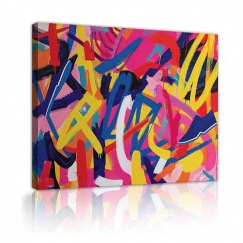 Affiche graffiti pour mur vide de salon | Solution déco colorée toile encadrée 40 x 60 cm