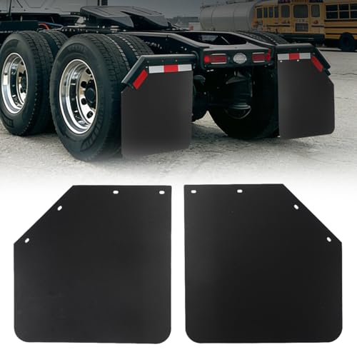 24"x24" Angled Mud Flaps, Heavy Duty Black Polymer Splash Guards for Semi Trucks & Trailers, Universal Fit Anti-Spray Truck Mud Guards, All-Weather Protection, 2 Pack