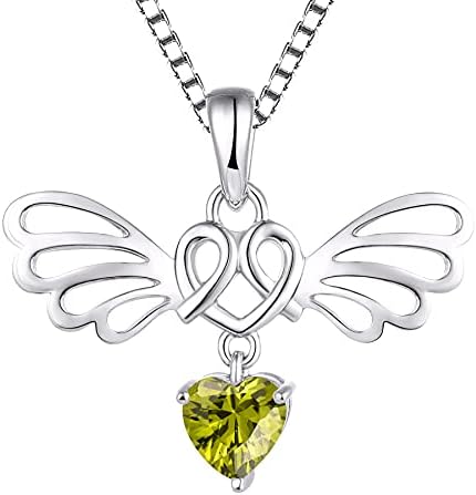 Starchenie Love Heart With Angelwings Necklace 925 Sterling Silver Cubic Zirconia Pendant for Women