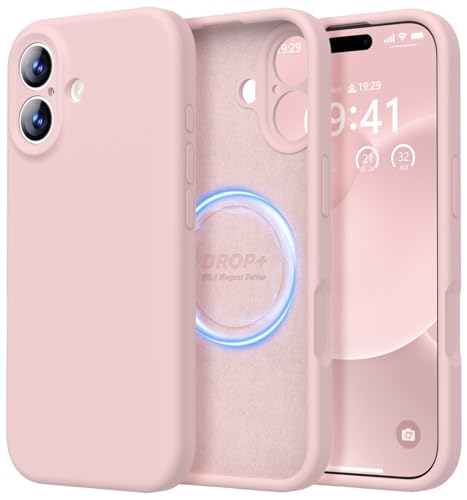 Image of LOVE 3000 Designed for iPhone 17 Case, Premium Silicone [Compatible with Magsafe][Soft Anti-Scratch Microfiber Lining] Shockproof Protective Phone Case for Men Women 6.3 inch, Chalk Pink
