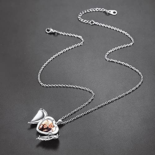 Silvercute Heart Locket Necklace That Holds Pictures Customized Platinum Plated Guardian Angel Wings Photo Lockets Pendant For Women Men #TOP2