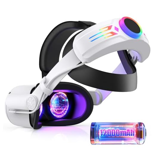 RGB Head Strap with 12000mAh Battery for Oculus Quest 2, Battery Pack for Extended 8 Hrs of Playtime, Fast Charging VR Power, Adjustable Elite Strap Enhanced Support and Balance for Meta Quest 2