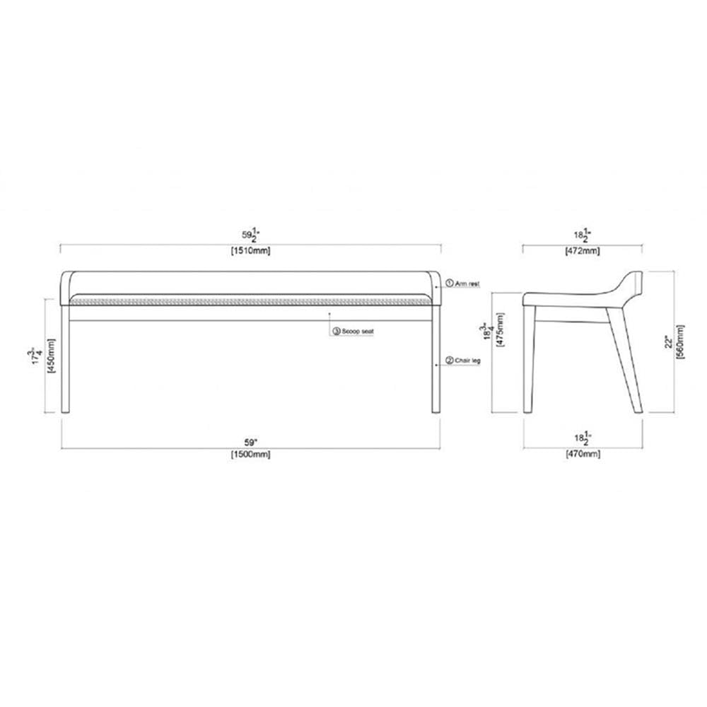Boraam Rasmus Dining Bench [Chestnut Wire-Brush]