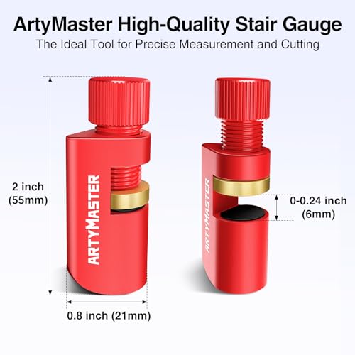 ArtyMaster Stair Gauges Set with Rubber Pad, Stair Gauges for Framing Square and Speed Square, Framing Jig Circular Saw, Attachment Tool for Carpentry Squares Framing, Stair Gauges Knobs Tool（Red）
