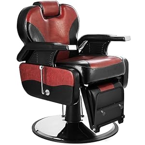 Artist hand Barber Chair Hydraulic Reclining Barber Chairs Heavy Duty Salon Chair for Hair Stylist Tattoo Chair Salon Equipment (Red,Black)