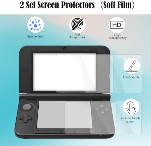 JDGPOKOO 5 in 1 Accessories Kit for Nintendo 3DS XL/LL, Carrying Case for 3DS XL/LL, Hand Grip, 2 Set Screen Protectors and Charging Cable Compatible with Nintendo 3DS XL/LL ONLY - 3
