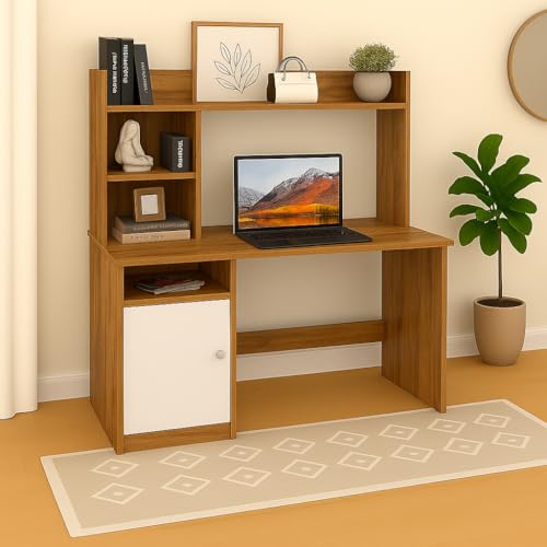Callas Engineered Wooden Study Table with Hutch & Bottom Storage, Office Work Desk for Laptop Study Computer Table for Home (ST-05-Walnut)