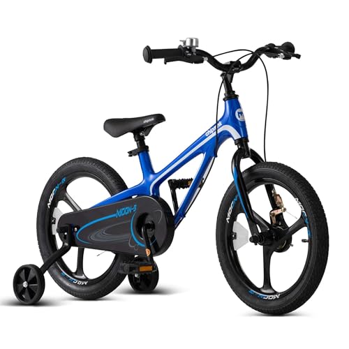 RoyalBaby Moon 5 Kids Bike 16 Inch Childrens Bicycle with 2 Handle Brake Training Wheels for Boys Girls Blue