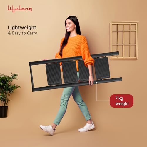Image of Lifelong 4 Steps Steel Ladder with Handle for Home, Foldable & Portable Stairs, Versatile Use for Kitchen, Bathroom & Office Foot Stool - Multipurpose Step Stool with 150 Kg Capacity (LLSLH04, Black)