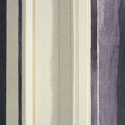 Papier peint rayé violet Yellowstone Casadeco pour agrandir une pièce basse de plafond