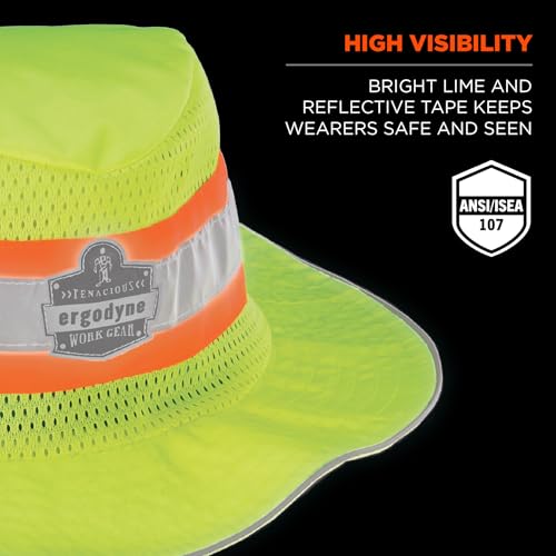 Image of Ergodyne unisex adult Hi Vis Ranger Sun Hat Microfiber, Lime, Large-X-Large US