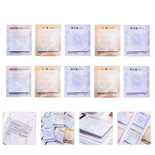 Yardwe 12Pcs Planeta Bonito Diversão Quadrado Moon Terra Auto- Adesivo Tearable Papel Pegajoso Progr