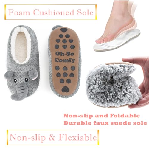 Image of The Metluks Cute Animal House Slippers, Warm Fuzzy Slipper Socks with Grippers Non Slip, Cozy Funny Gifts