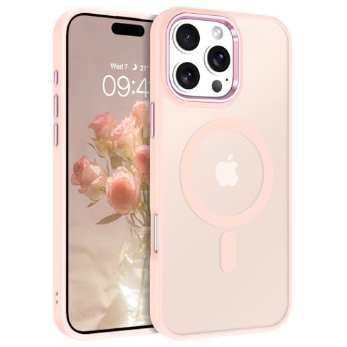 Image of BENTOBEN for iPhone 16 Pro Case [Compatible with Magsafe] Magnetic Matte Phone Case iPhone 16 Pro Translucent Slim Thin Shockproof Women Men Protective Cover Cases for iPhone 16 Pro 6.1 inch 2024, Pink