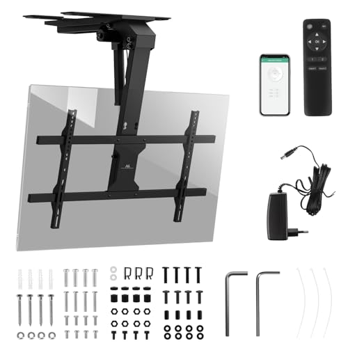 Maclean MC-110 T Support de Plafond électrique pour téléviseur | Réglage motorisé de l'inclinaison jusqu'à -80° | Compatible avec Les téléviseurs de 43 à 86" jusqu'à 45 kg | Contrôle Tuya Smart-Home