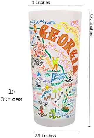 Catstudio Drinking Glass, Georgia Frosted Glass Cup for Kitchen, Drinking Glasses, 15oz Dishwasher Safe Tumbler for Georgia Lovers - Thumbnail 5