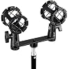 CAMVATE Double Microphone Mounts Bracket T-bar - 1958