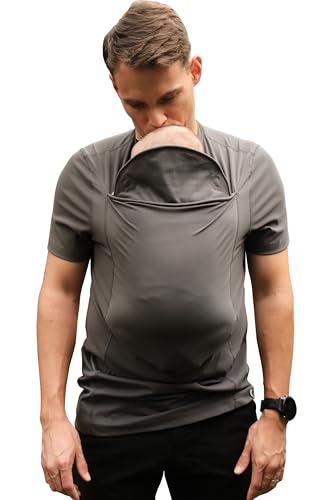 Image of Lalabu The Dad Shirt | Hands-Free Baby Carrier for Dad with Kangaroo Pouch | Engineered for Bonding, Safety, & Comfort for Newborns Up to 15 Lbs. | CPSC Compliant