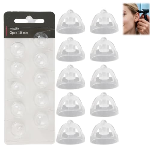 10 Stück Hörgeräte Kuppeln 10mm, Silikon Ersatz Ohrstöpsel für Hörgeräte, Offene Schirmchen für Hörgeräte, Weiche Komfort Ohrpassstücke, Hörgeräte Zubehör Geeignet Für Oticon Minifit, Praktische Ersat
