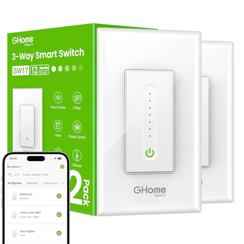 GHome Smart 3 Way Dimmer Smart Switch Can Work Separately Or Work with Traditional 3-Way Switch...