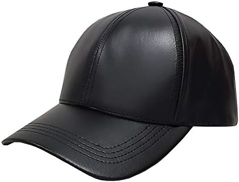 Emstate Cowhide Leather Unisex Adjustable Baseball Cap Made in USA (Black)